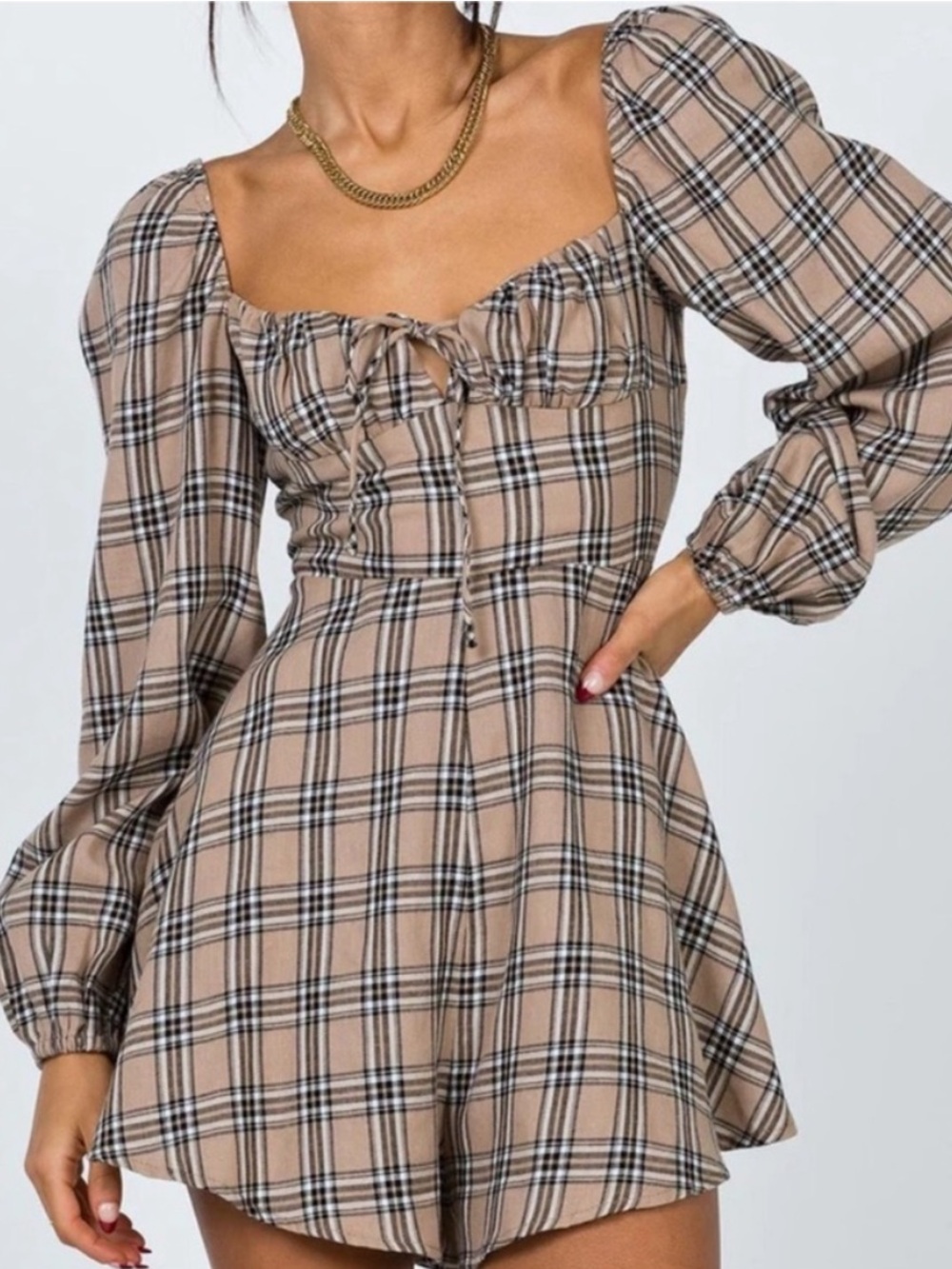 NWOT Princess Polly Olivia Plaid Romper Size 6